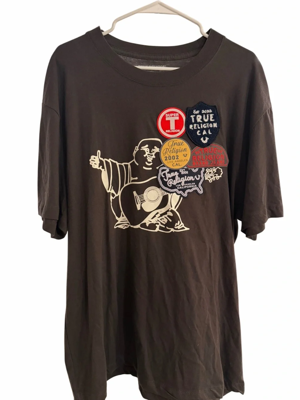 NWT True Religion Patch Buddha World Tour Graphic T-Shirt Men’s Large Dark Brown